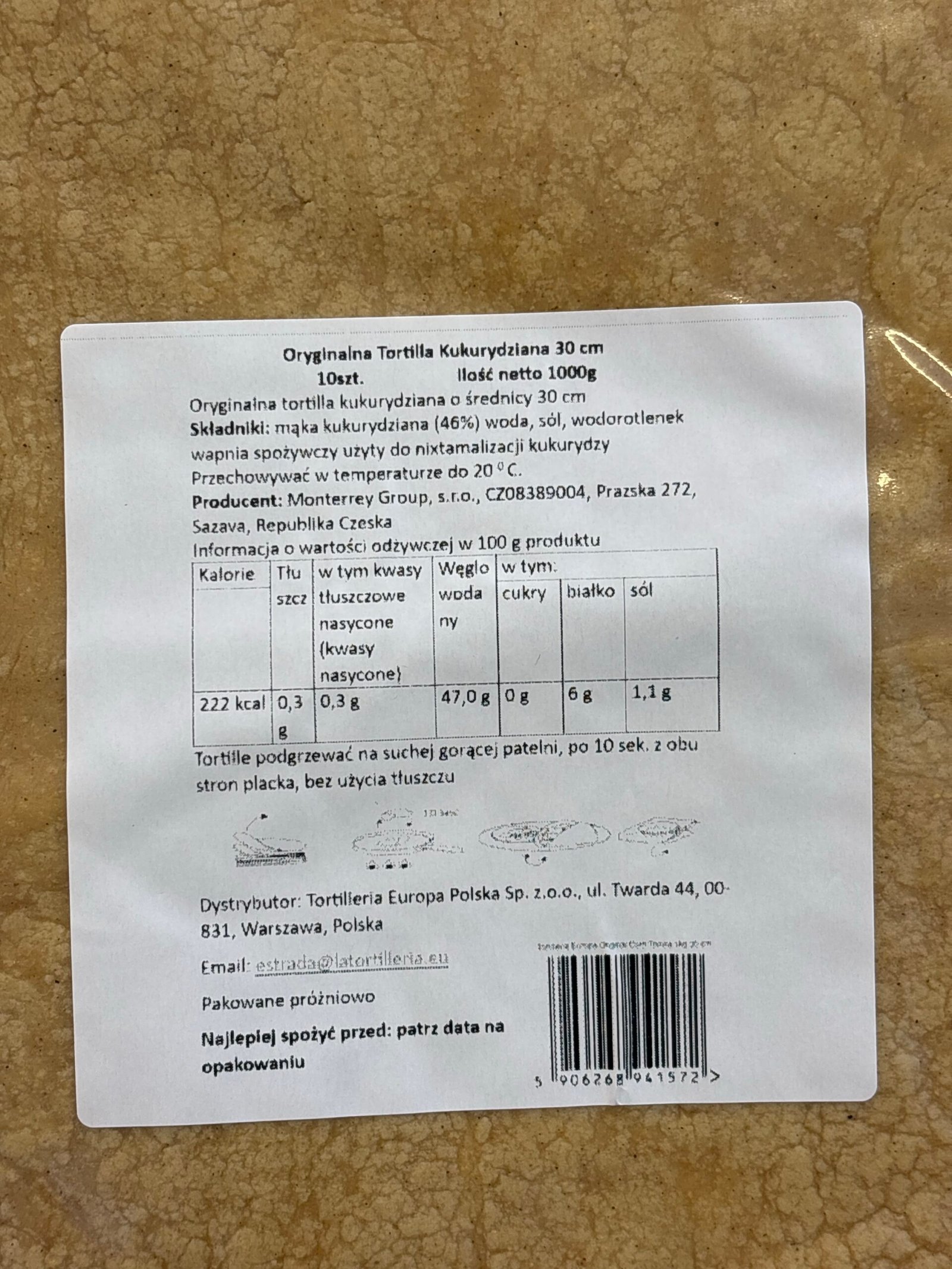 Tortilla kukurydziana 30cm 1kg - obrazek 2